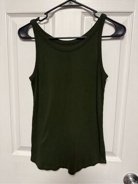 LOFT Dark Olive Scoop Neck Tank